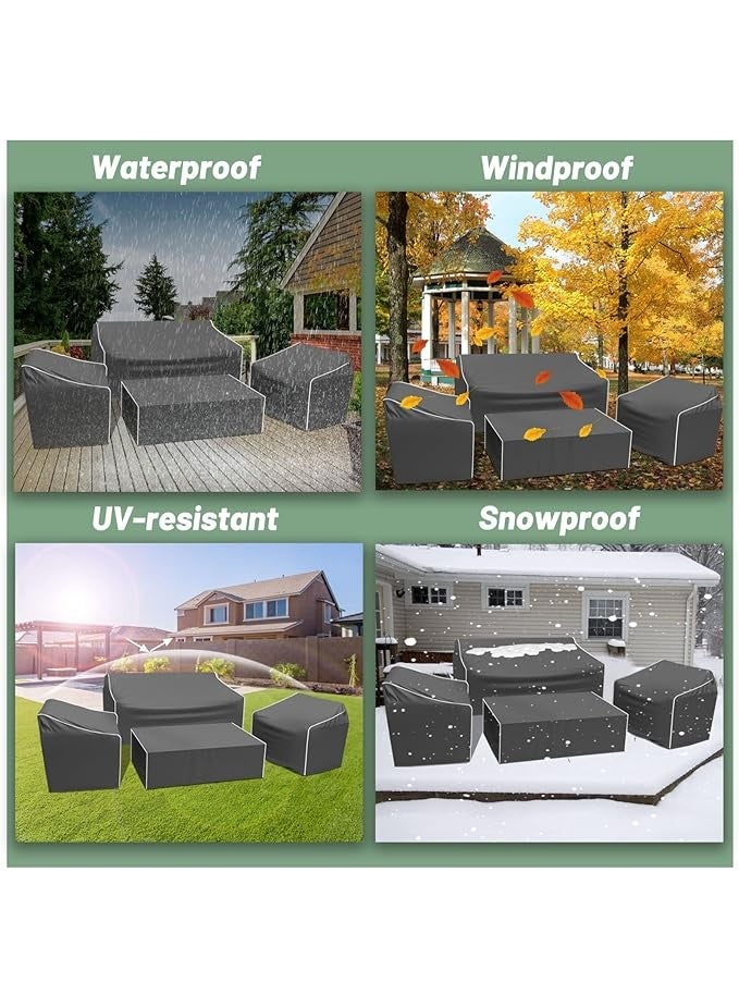 Patio Furniture Covers, Outdoor Furniture Cover Waterproof 4-Piece, Patio Furniture Set Covers, Heavy Duty Patio Covers, Ourdoor Sofa Cover, 2 Chair Covers, Coffee Table Cover Included - Image 2