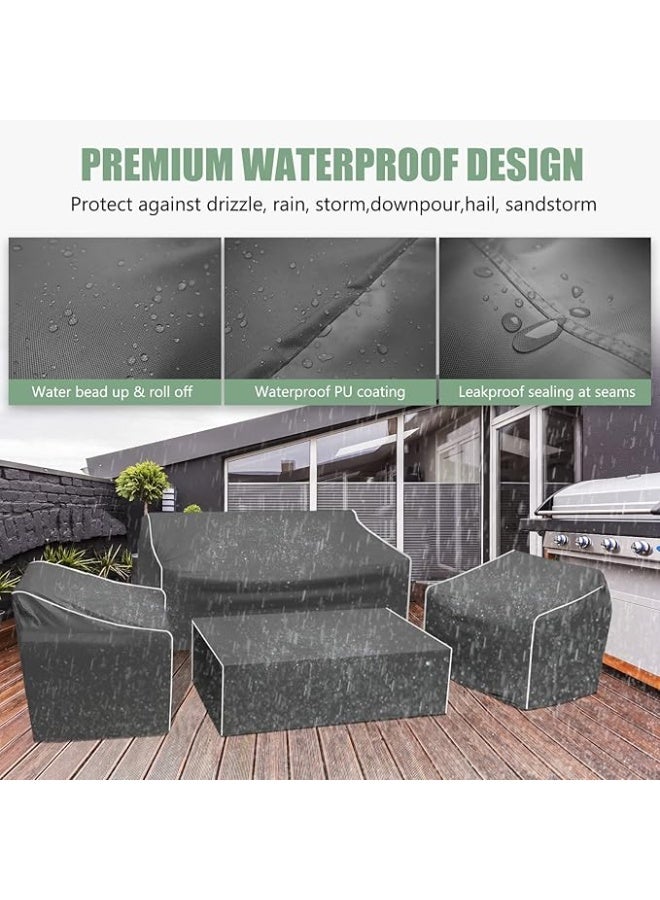 Patio Furniture Covers, Outdoor Furniture Cover Waterproof 4-Piece, Patio Furniture Set Covers, Heavy Duty Patio Covers, Ourdoor Sofa Cover, 2 Chair Covers, Coffee Table Cover Included - Image 4