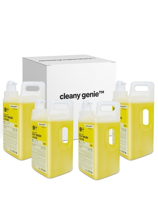 cleany genie Long Lasting Dishwashing Liquid Lemon Zest Fragrance 4x5L - Image 2