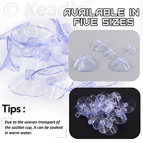 Keadic 80 Pcs 5 Sizes Rubber Clear Suction Cups Set, 2.5/3/3.5/4/4.5 CM Heavy Strength Anti-Collision Plastic Sucker Pad Without Hooks for Home Kitchen Bathroom Hanging - Image 5