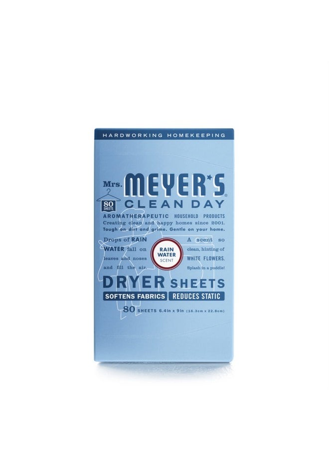 Mrs. Meyer's Clean Day MRS. MEYER'S CLEAN DAY Dryer Sheets, Fabric Softener, Reduces Static, Infused with Essential Oils, Rain Water Scent, 80 Count 