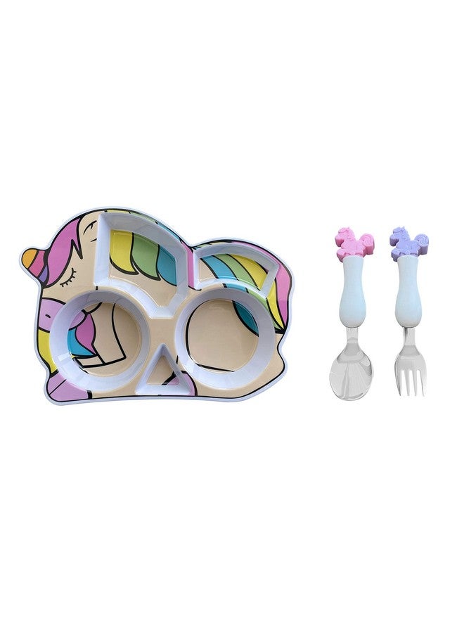 ARI MES - Unicorn Shaped Plate and Utensil Set - Fun, BPA-Free, Shatter- Resistant, Lightweight, Picky Eaters Kids Dinnerware Set, Children's Utensils, Toddler Forks and Spoons - Image 1