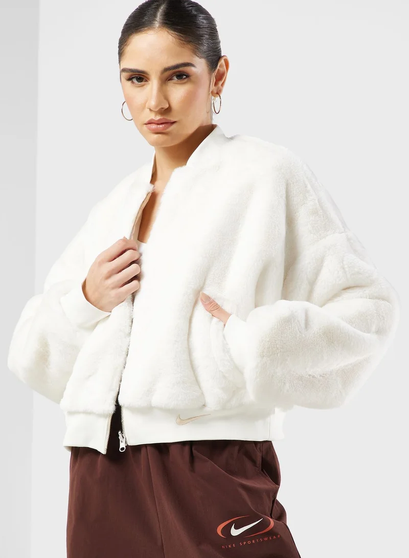 Nike Faux Fur Hooded Bomber