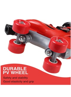 Asquare Adjustable Kids Training Double Row Roller Skates PVC Wheels Triple Lock Mesh Breathable Roller Blade for Beginners, Infant Boys Girls Inline Skate,Red-XS  - Image 2