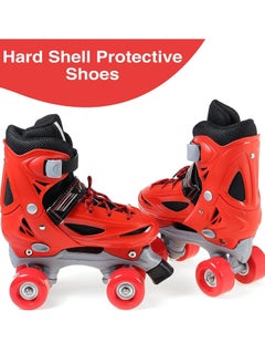 Asquare Adjustable Kids Training Double Row Roller Skates PVC Wheels Triple Lock Mesh Breathable Roller Blade for Beginners, Infant Boys Girls Inline Skate,Red-XS  - Image 3