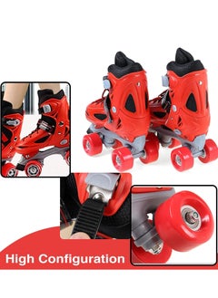 Asquare Adjustable Kids Training Double Row Roller Skates PVC Wheels Triple Lock Mesh Breathable Roller Blade for Beginners, Infant Boys Girls Inline Skate,Red-XS  - Image 4