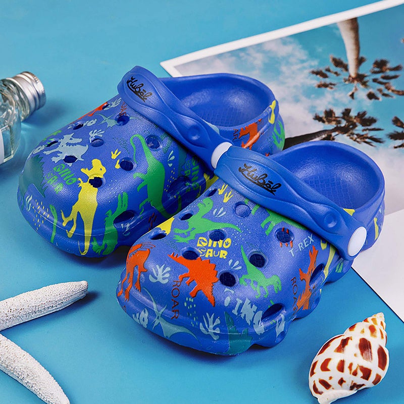 INMINPIN Kids Cute Clogs Cartoon Garden Shoes Boys Girls Slides Slippers Indoor Outdoor Children Water Shower Beach Pool Sandals,Blue,7-8 Toddler,Kids - Image 3