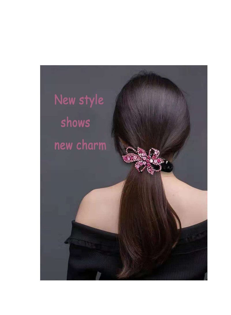 SOLARAE 4PCS Crystal Duckbill Clip Rhinestone Hair Accessory Elegant Diamond Clips with Flower Barrettes Prom rhinestone - Image 4