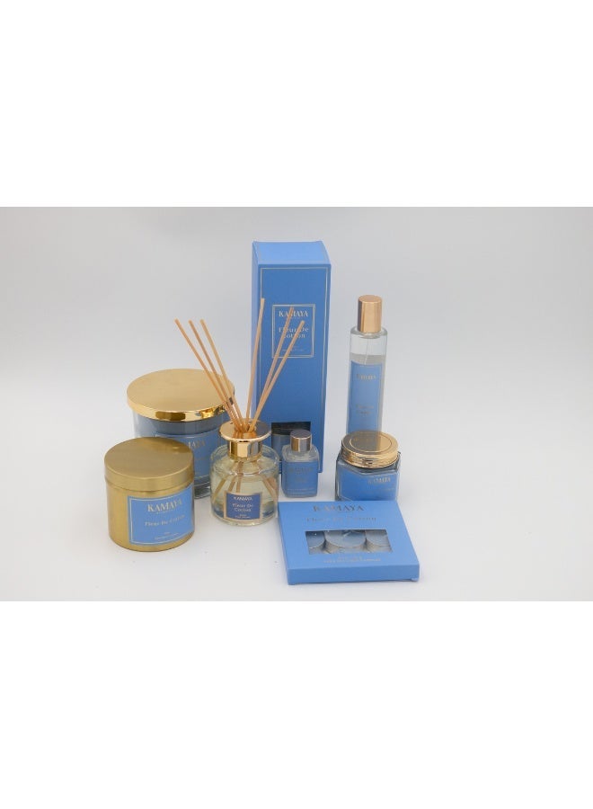 KAMAYA IRIS Collection Fleur de Cotton Scented Candle | 1-Wick Soy Wax, 8oz (227g) | Metal Jar Candle With Gold Finish - Image 4