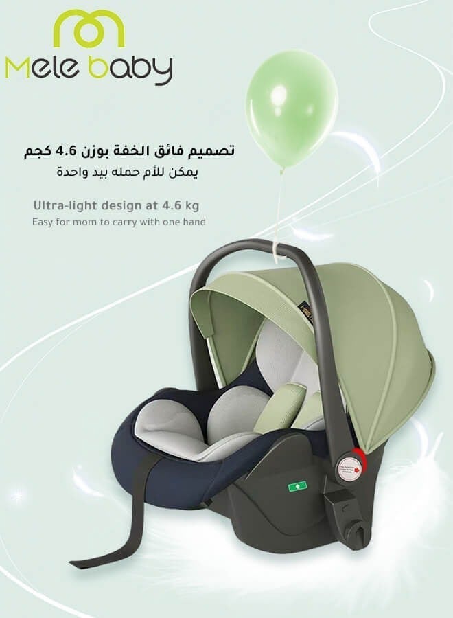 Melebaby 3-in-1 Baby Car Seat – Lightweight Carry Cot, Rocker & Portable Basket with Handle, Canopy & Safety Belt, for 0 to 15 Months - Image 3
