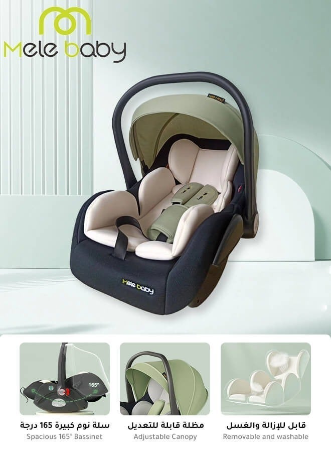 Melebaby 3-in-1 Baby Car Seat – Lightweight Carry Cot, Rocker & Portable Basket with Handle, Canopy & Safety Belt, for 0 to 15 Months - Image 1