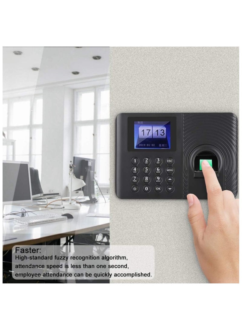 SOLARAE Fingerprint Attendance Machine Biometric Fingerprint Password Time Attendance Machine Employee Checking-in Recorder 2.4-inch Color LCD Screen Attendance Controller - Image 5