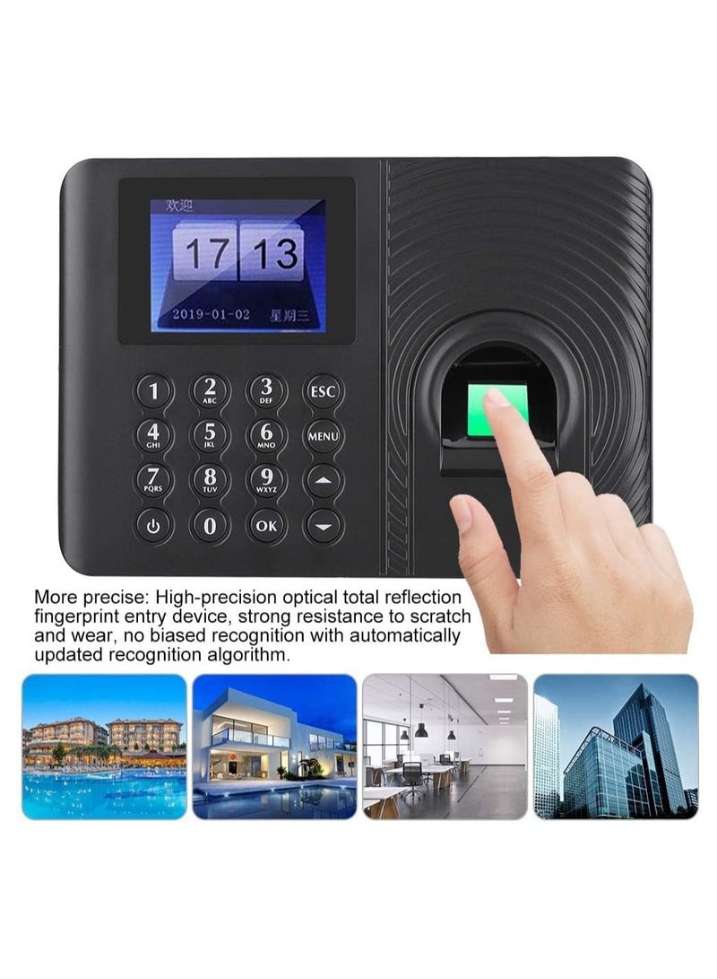 SOLARAE Fingerprint Attendance Machine Biometric Fingerprint Password Time Attendance Machine Employee Checking-in Recorder 2.4-inch Color LCD Screen Attendance Controller - Image 3
