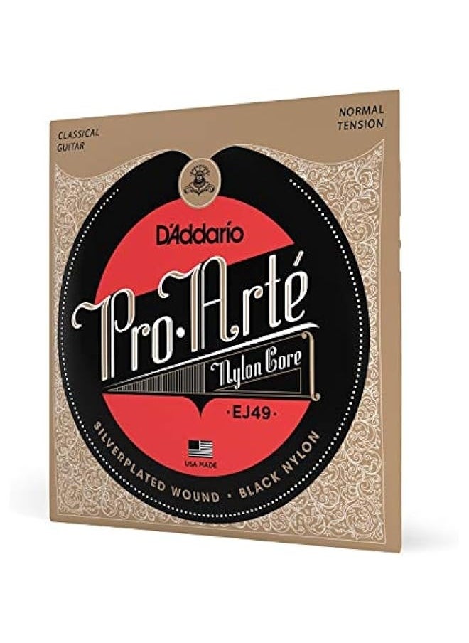 D'Addario Guitar Strings - Pro-Arte Classical Guitar Strings - EJ49 - Nylon Guitar Strings - Silver Plated Wound, Black Nylon Core - Normal Tension  - Image 1
