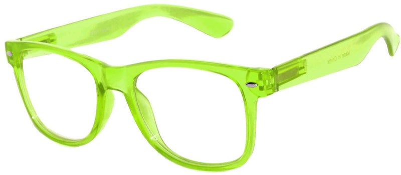 OWL Kids Clear Lens Glasses – Green Glow in the Dark Frame, Non-Prescription UV400 Protection Eyewear for Children with Microfiber Pouch - Image 1