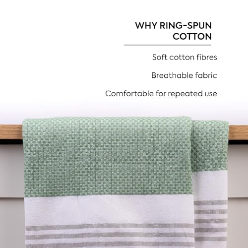 HABER Premium Light Weight 100% Cotton Bath Towel with Unique Micro Waffle Texture for Active Feel, Quick Absorption and Faster Drying Towel (Pack of 1, Green) - Image 4