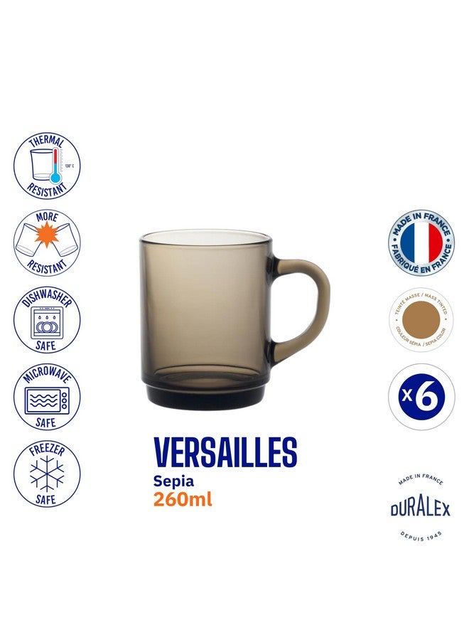 Duralex Versailles Creole Mug 260 ML 6 Pcs (4020CR), Transparent, Medium - Image 4