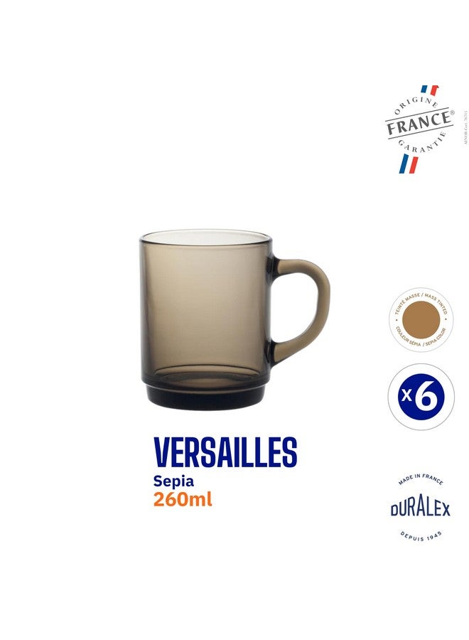 Duralex Versailles Creole Mug 260 ML 6 Pcs (4020CR), Transparent, Medium - Image 3