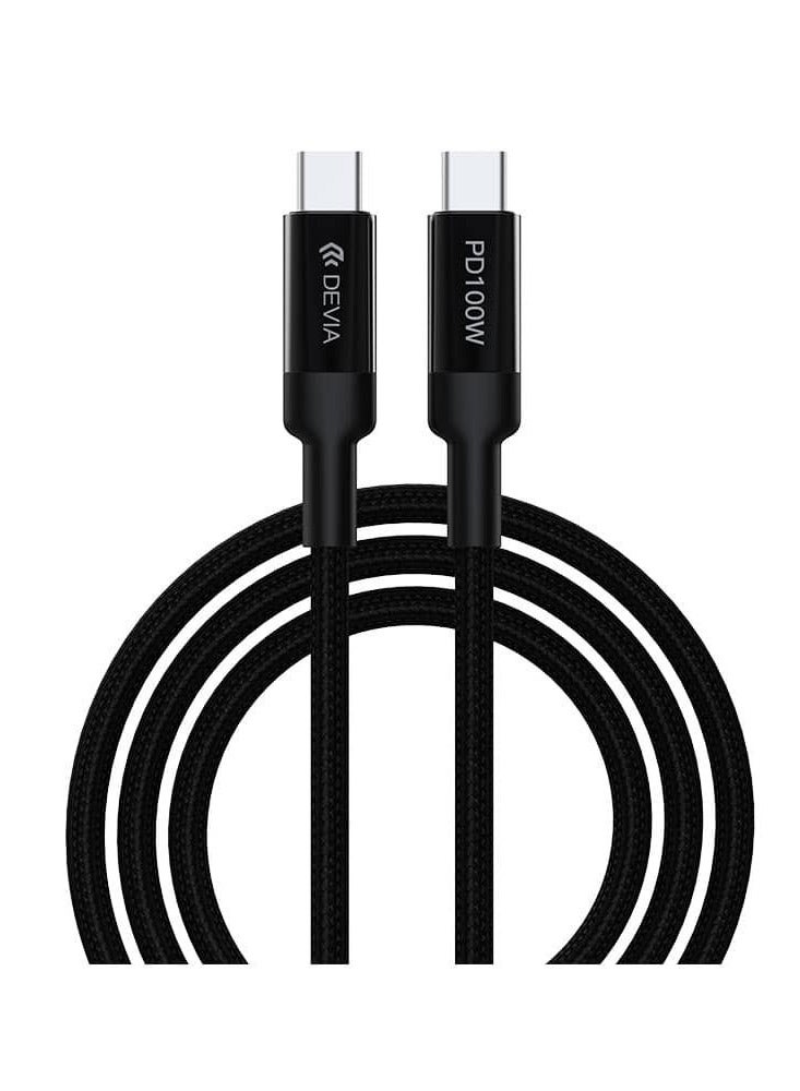 devia Devia EC309 Type-C Cable Extreme Speed 100W PD Support Fast Charging for All Laptops & Phones in Market 1.5M - Black - Image 1