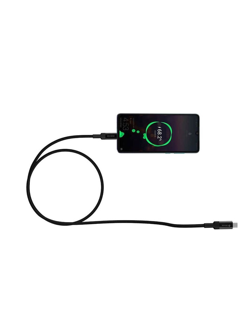 devia Devia EC309 Type-C Cable Extreme Speed 100W PD Support Fast Charging for All Laptops & Phones in Market 1.5M - Black - Image 4