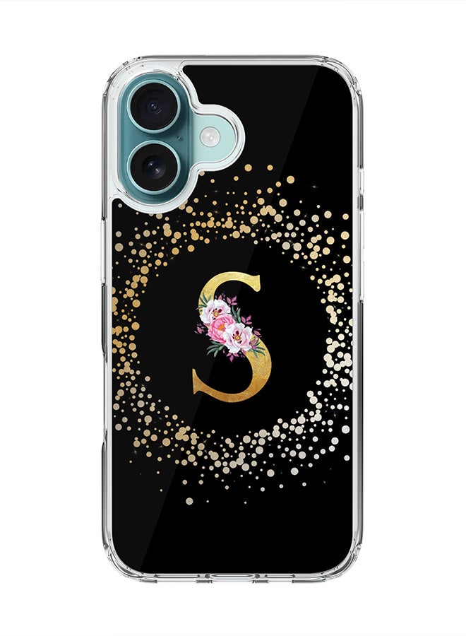 Stylizedd For iPhone 16 Case [Compatible with MagSafe] Slim Magnetic cover Clear Phone Case - Custom Monogram Floral - S ( Black ) - Image 1