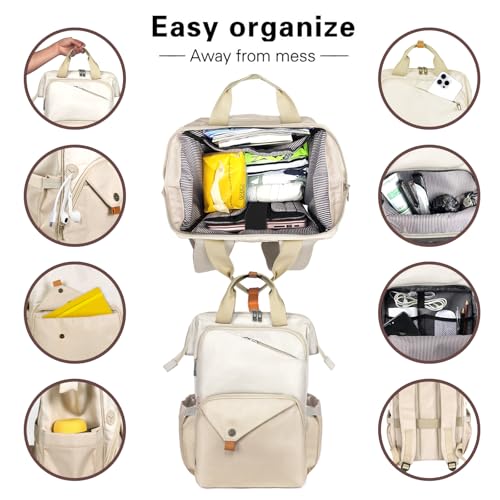 Hap Tim Laptop Backpack for Women - Work & Travel, Khaki (7651-KK) - Image 4