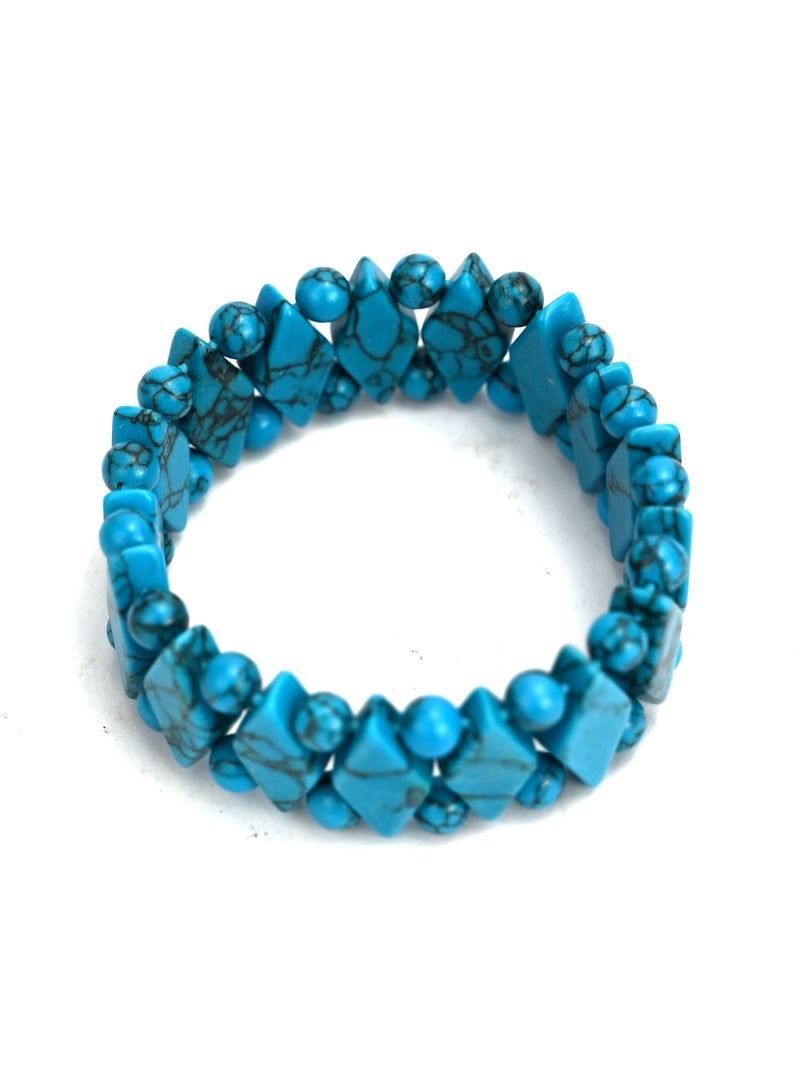 Blue Beads Boho Jewelry Bracelet For Girls, Men's Bracelet Blue For Special Occasions, Friendship Bracelet With Beads For Women And Men, Unisex Turquoise Stones Bracelet, Turquoise Jewelry For Men  - Image 2