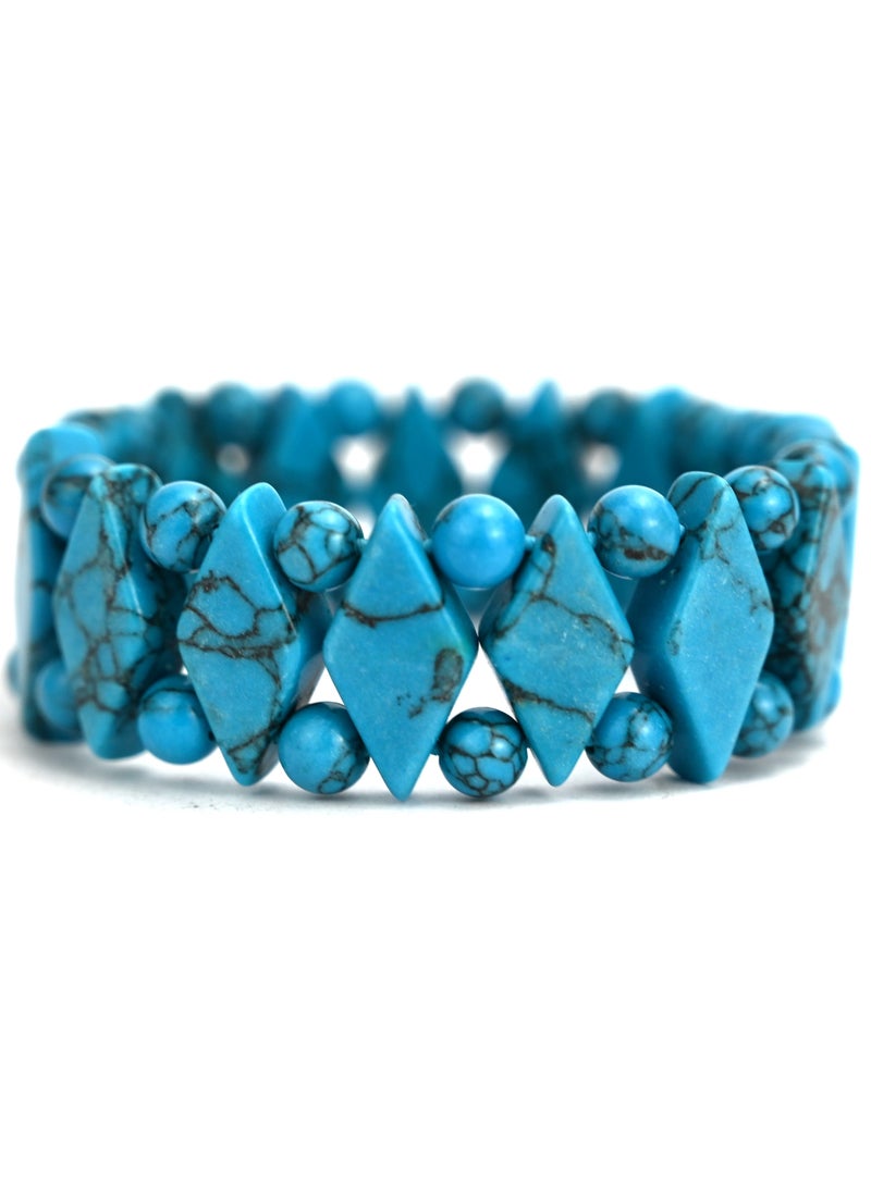 Blue Beads Boho Jewelry Bracelet For Girls, Men's Bracelet Blue For Special Occasions, Friendship Bracelet With Beads For Women And Men, Unisex Turquoise Stones Bracelet, Turquoise Jewelry For Men  - Image 1