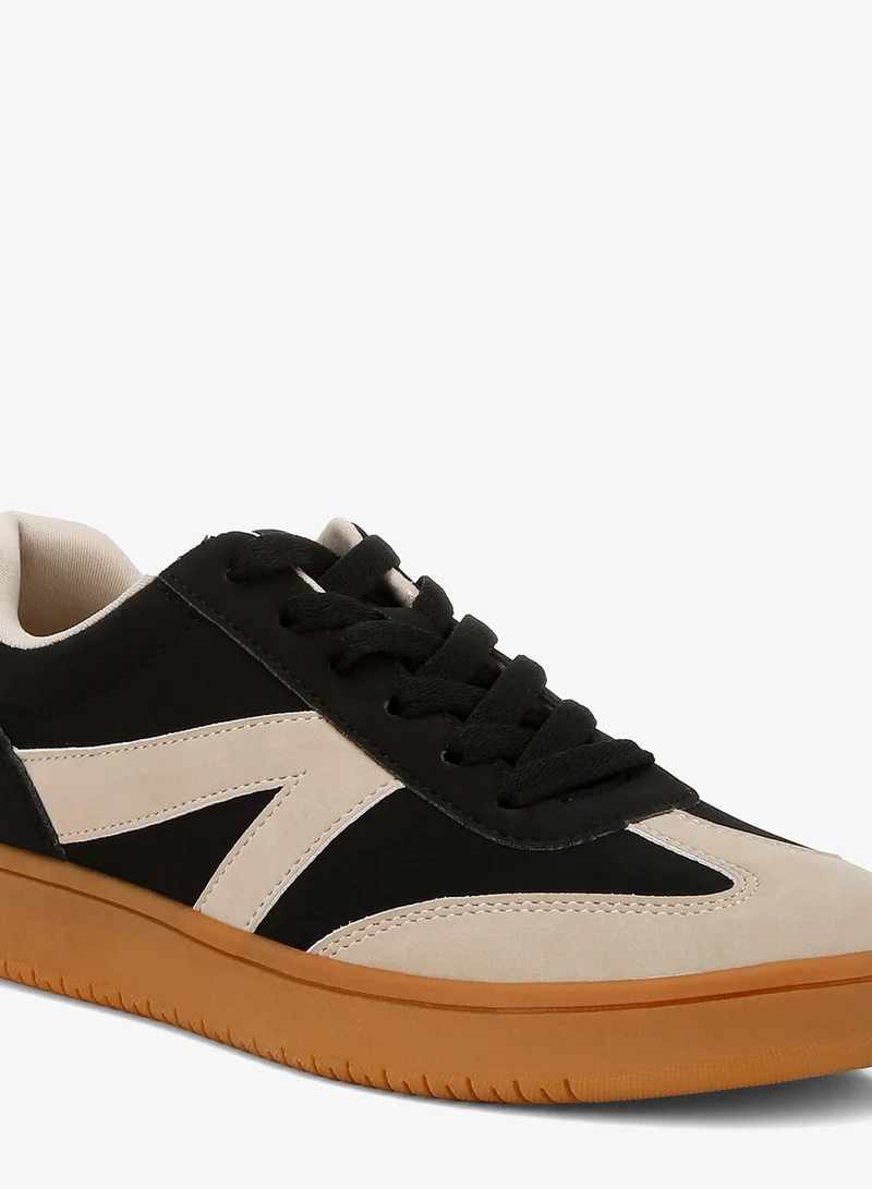 London Rag SH5140_BLACK Contrasting Patchwork Chunky Sneakers in Black for Women | Best Price UAE