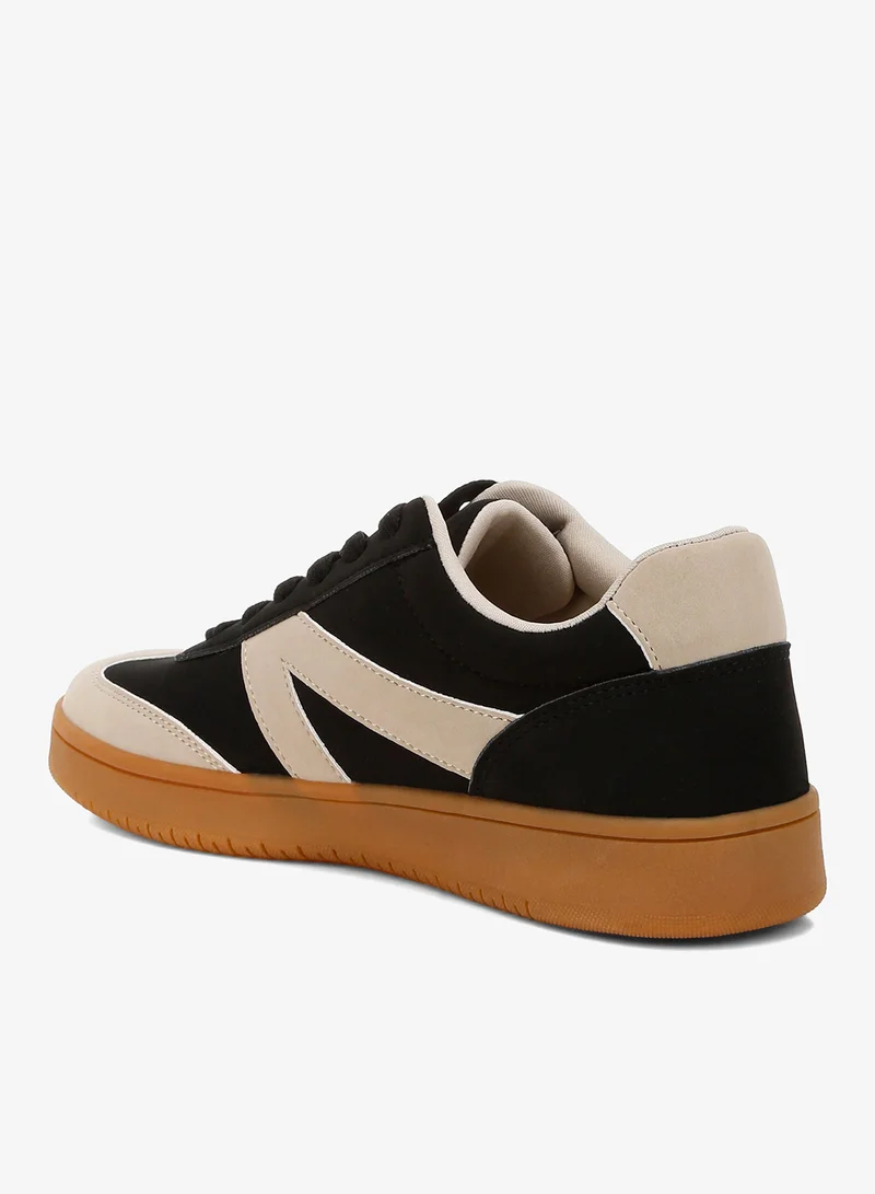 London Rag SH5140_BLACK Contrasting Patchwork Chunky Sneakers in Black for Women | Best Price UAE