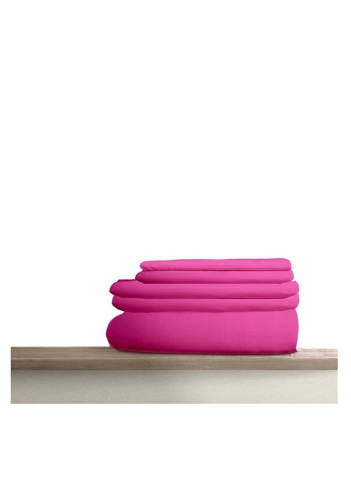 AZM Fitted Bedsheet King Size with 1 Bedsheet 180X200x35 Cm + 2 Pillow Cases + 2 Pillow Covers - Pink  - Image 3