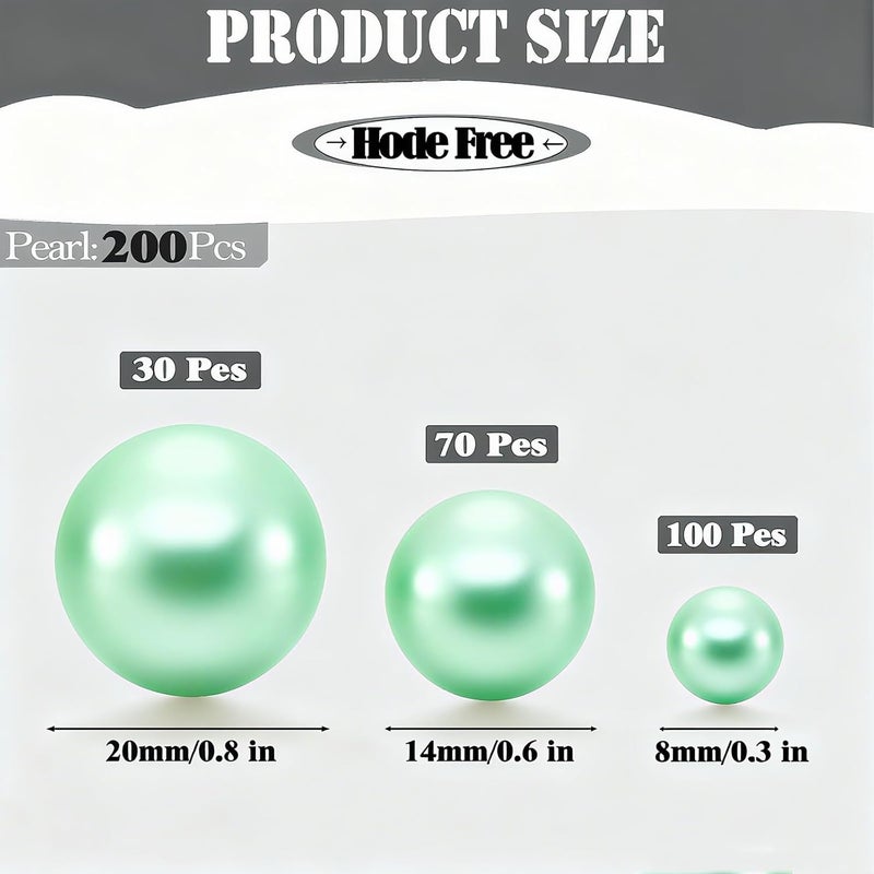 UDU 200 Pcs Vase Filler Pearl Beads No Hole Faux Polish Pearls for Centerpieces Vases Beads for vases Home Birthday Wedding Party Table Decor (Light Green) - Image 3
