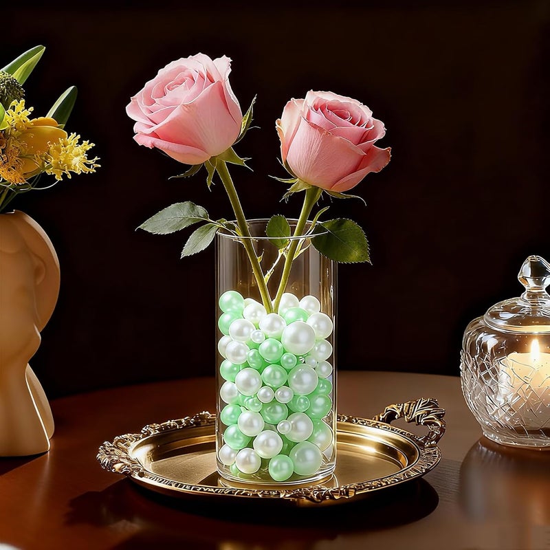 UDU 200 Pcs Vase Filler Pearl Beads No Hole Faux Polish Pearls for Centerpieces Vases Beads for vases Home Birthday Wedding Party Table Decor (Light Green) - Image 5