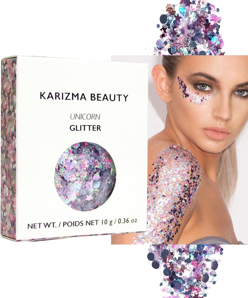 KARIZMA KARIZMA Unicorn Glitter 10g Chunky Face Hair Eye and Glitter for Women Rave Festival Accessories Cosmetic Makeup Loose Set 