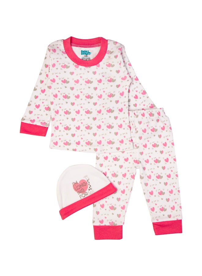 Babies Basic 7 Piece Unisex 100% Cotton Gift Set Include Bib, Blanket, Mitten, Cap, Romper, Top And Bottom Set, Pink  - Image 5