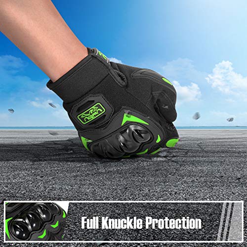 COFIT Motorcycle Gloves Breathable, Touchscreen Motorbike Gloves Anti-Slip with Good Grip Hard Knuckles Protection for Men Women Motocross, BMX ATV MTB Cycling, Road Racing - Green XL - Image 4