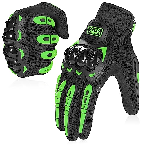 COFIT Motorcycle Gloves Breathable, Touchscreen Motorbike Gloves Anti-Slip with Good Grip Hard Knuckles Protection for Men Women Motocross, BMX ATV MTB Cycling, Road Racing - Green XL - Image 1