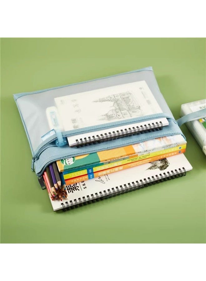 حقيبة ملفات محمولة من مادة TPU بحجم A4، حقيبة مستندات شفافة مقاومة للماء مع سحاب للإغلاق للمدرسة والمكتب وتخزين أوراق الاختبار - Image 1