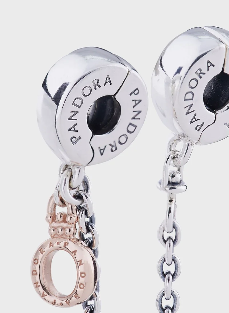 PANDORA Crown Sterling Safty Chain Silicone Grip Charm