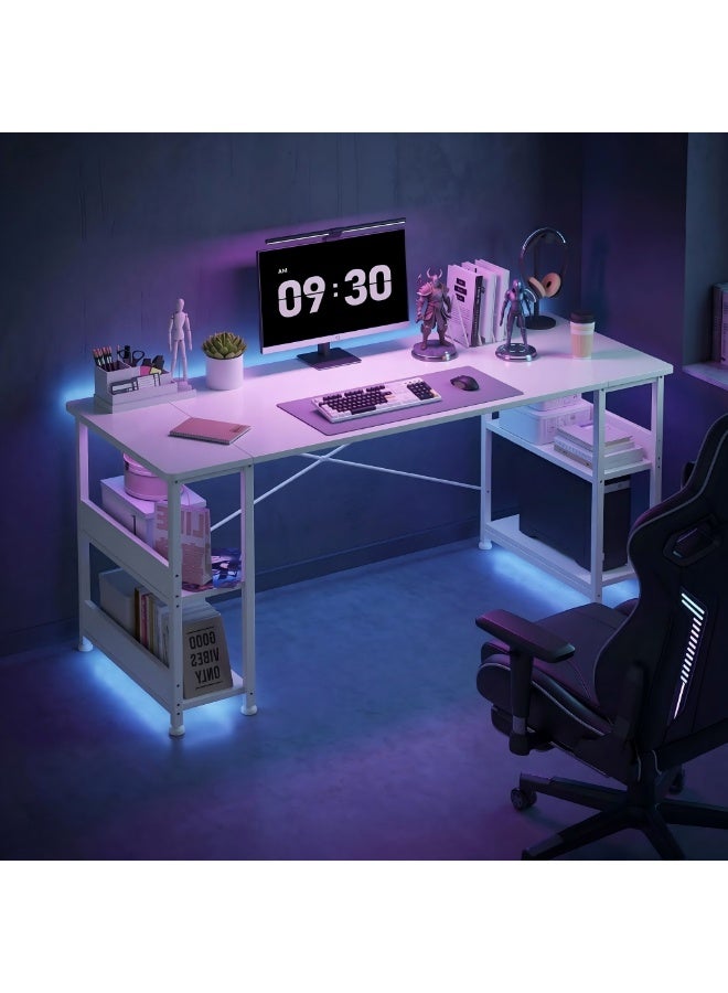 Visionnaire 150*55*75cm Spacious Desktop Office Table Gaming Table with Convertible Bookshelves & CPU Holder, Computer Table with Carbon Fiber Surface, X-Brace Support for Home Office Gaming Black - Image 2