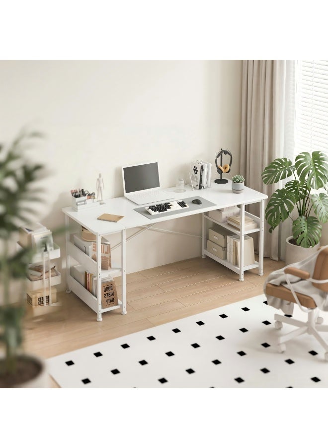 Visionnaire 150*55*75cm Spacious Desktop Office Table Gaming Table with Convertible Bookshelves & CPU Holder, Computer Table with Carbon Fiber Surface, X-Brace Support for Home Office Gaming Black - Image 1