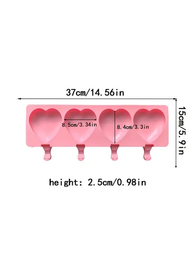 011pink 2pcs 4 Cavity Love Cake Silicone Mold 3D Valentine Day Dessert Baking Mold For Chocolate Mini Cakes Pastries Brownie Jelly - Image 1