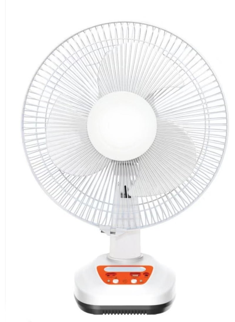 12-Inch Rechargeable Solar Fan - Includes 9V Solar Panel & 2 LED Bulbs with Two Wind Speeds - Durable Portable Design Ideal for Travel & Emergencies - Image 1