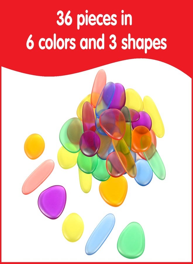 Rainbow Pebbles edxeducation Junior Rainbow Pebbles | Transparent | Mini Jar | Ages 18M+ | Counting, Sorting and Stacking Stones | Early Math Manipulative for Toddlers - Image 3