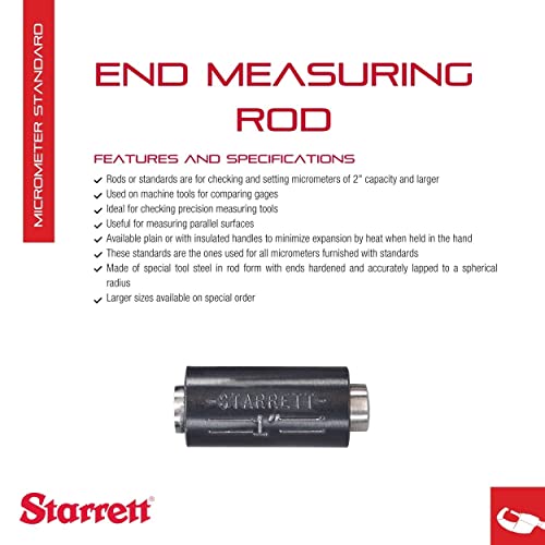 Starrett End Measuring Rod with Insulated Handle and Spherical Ends for Comparing Gages and Measuring Parallel Surfaces - 1/4" Diameter, 1" Length - 234A-1 - Image 2