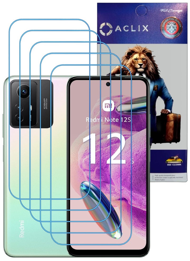 ACLIX 5 Pieces Antistatic ESD Dustproof Premium Quality High Definition Clear Tempered Glass Screen Protector Designed For Xiaomi Redmi Note 12S - Image 1
