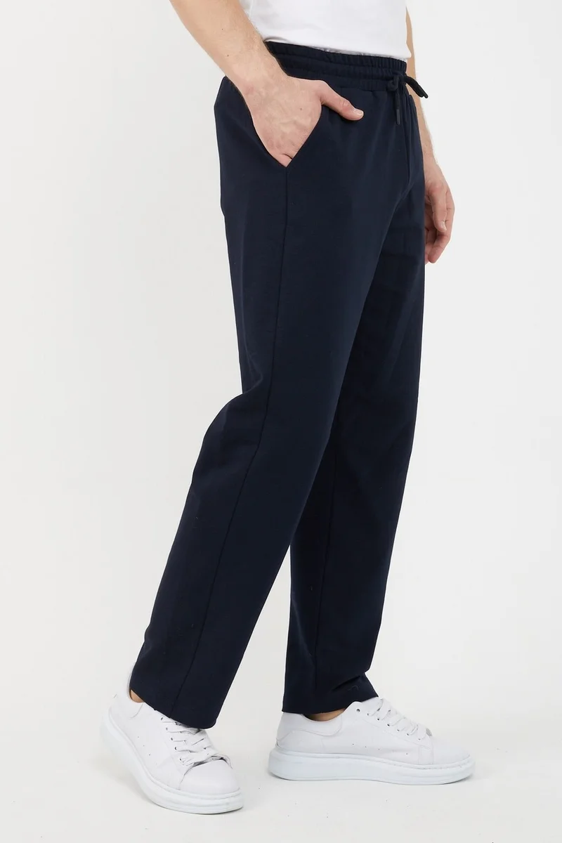 mmetalic Navy Blue Men's Straight Leg Relaxed Cut Sweatpants