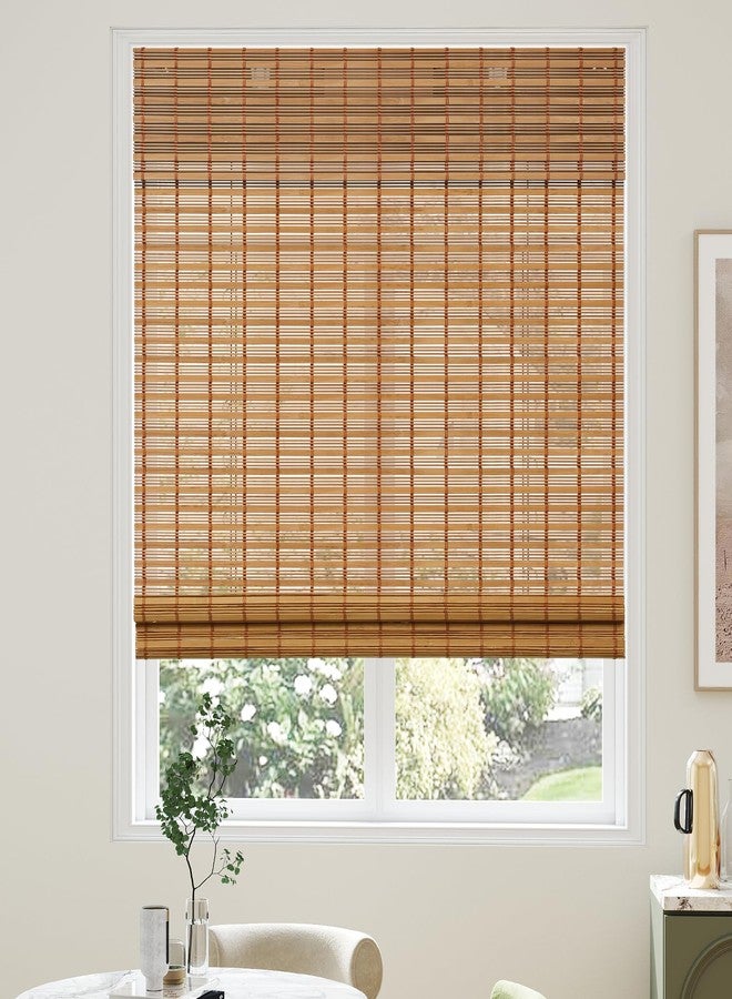 AGESISI Bamboo Roman Shades with Valance Cover, Cordless Bamboo Blinds for Indoor Windows, Light Filtering Bamboo Woven Shades for Kitchen, Bedroom, Privacy Protection, 22" W x 64" H, Natural - Image 1