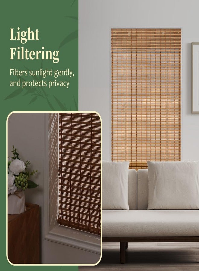 AGESISI Bamboo Roman Shades with Valance Cover, Cordless Bamboo Blinds for Indoor Windows, Light Filtering Bamboo Woven Shades for Kitchen, Bedroom, Privacy Protection, 22" W x 64" H, Natural - Image 3