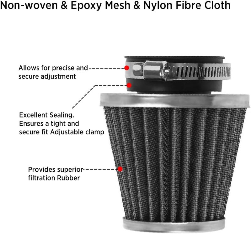 evermotor Double Layer Steel Carb Filter, 42mm 43mm 44mm Carburetor Cleaner for Motorcycle Scooter ATV Moped Black - Image 4